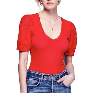 Free People St. James Crochet Lace Tee Top